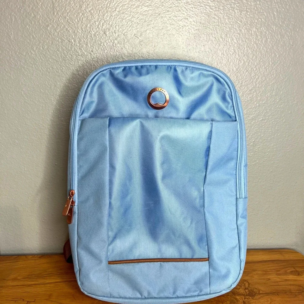 Delsey Paris Ramey Backpack Sky Blue Slim Laptop Travel Bag